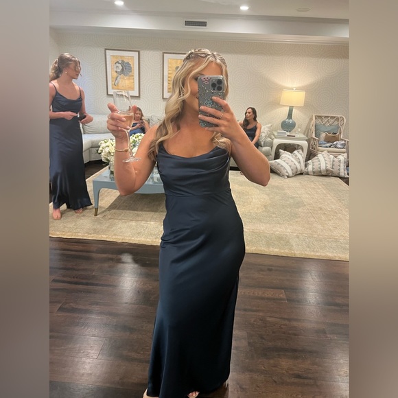 REVELRY Skye Satin Dress - Romantic Blue - Picture 3 of 3